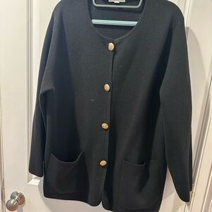 J. Crew Black Sweater Blazer with  Gold Buttons, L